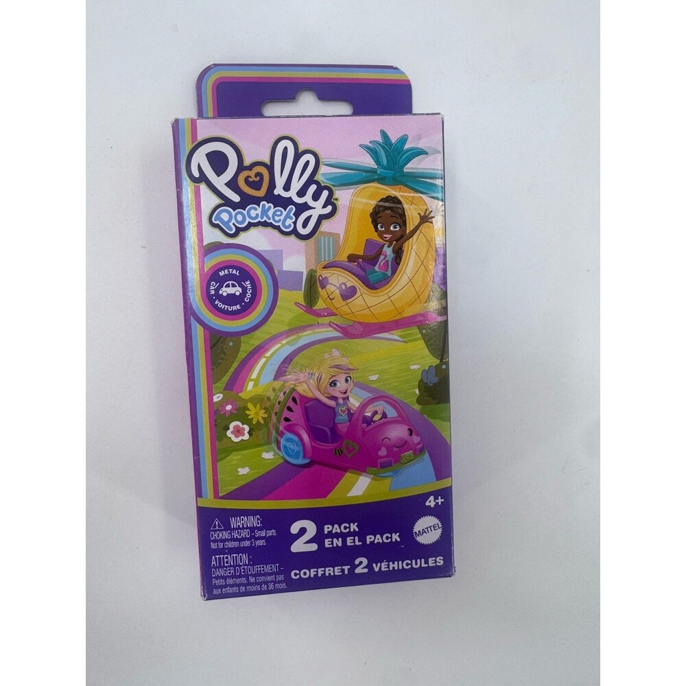Polly Pocket Pollyville Cars 2 Pack Metal Car By Mattel New Fast Shipping